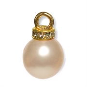 Vedhæng i perlelook. Med rhinstens rondel. 15 mm. Creme